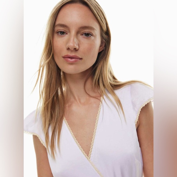 Aritzia Wilfred Mademoiselle Satin Dress Purple Lace Trim Size Small Coquette - Picture 2 of 13